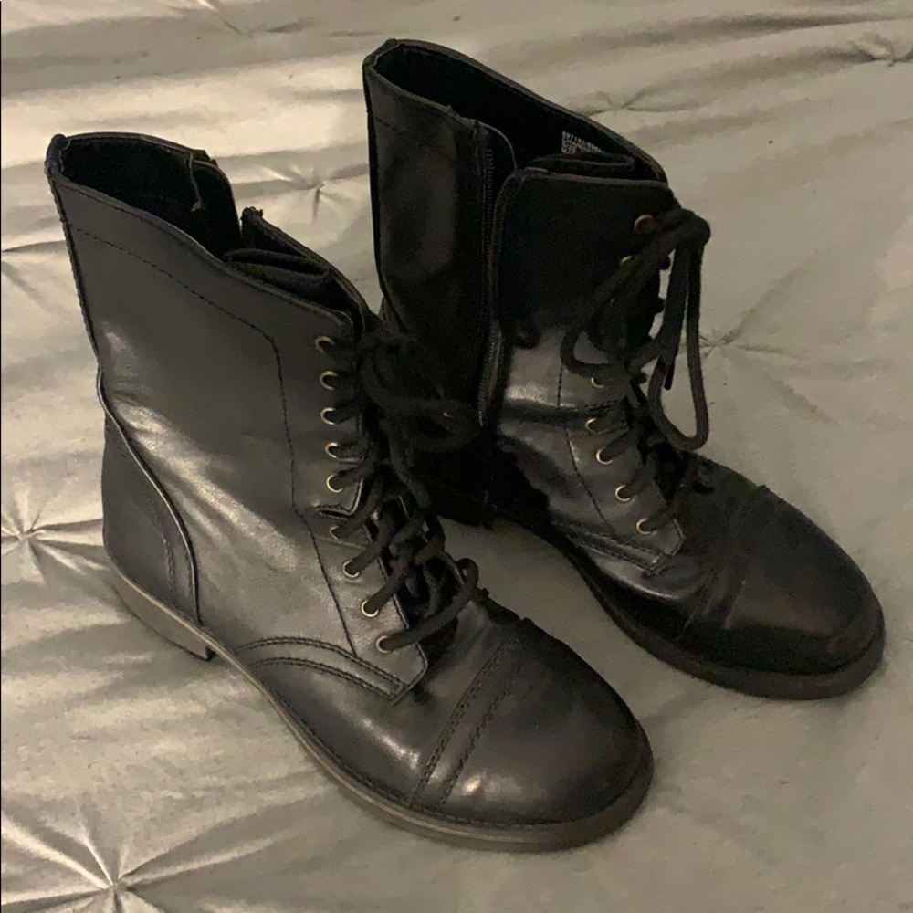 Black combat boots